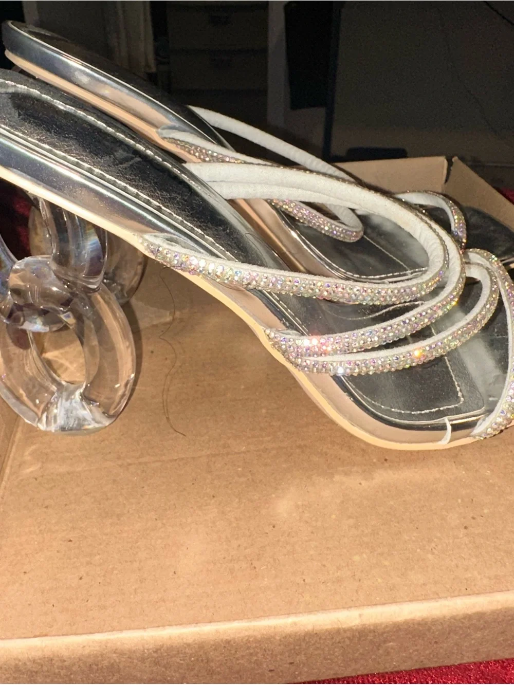 Fashion Nova Iridescent Rhinestone Strappy Heels